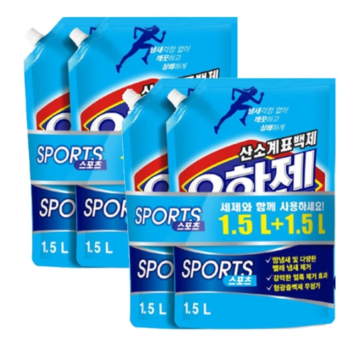 유한젠 스포츠 산소계표백제 리필 1.5L (4개)_이미지