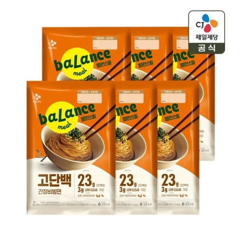 CJ제일제당 밸런스밀 고단백 간장 비빔면 404.4g (6개)_이미지