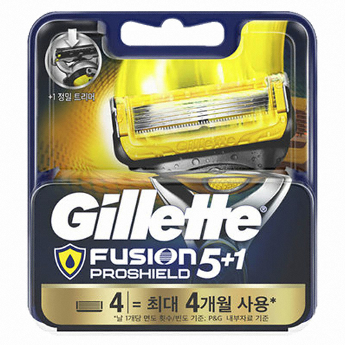 질레트 퓨전 프로쉴드 옐로우 면도날 (4개)