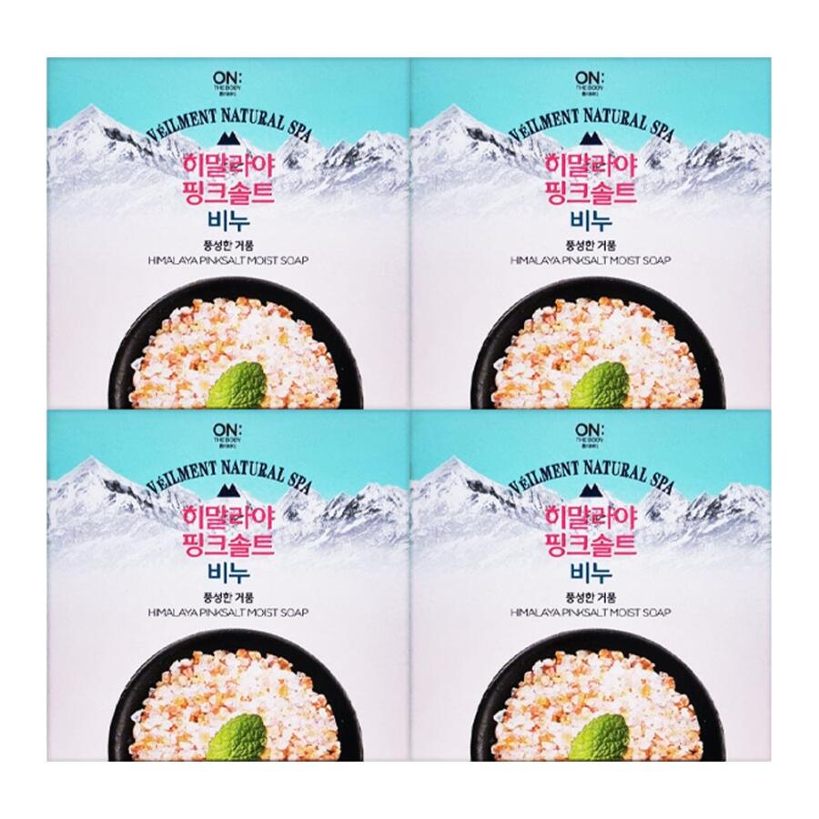 LG생활건강 온더바디 벨먼 내추럴 스파 히말라야 핑크솔트 비누 풍성한 거품 90g (4개)