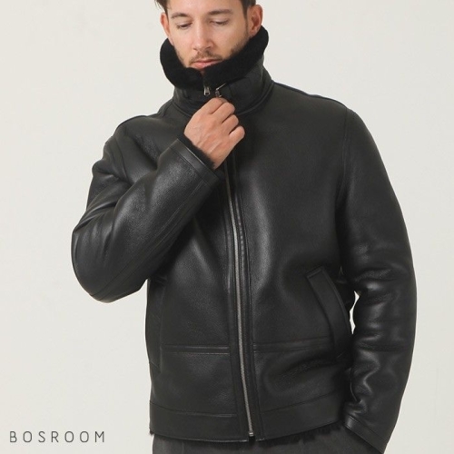 보스 룸 BOSROOM 이더슨 양가죽 메리노무스탕자켓 블랙960244_이미지