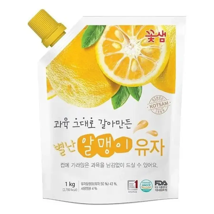 꽃샘식품 별난 알맹이 유자 1kg (1개)_이미지