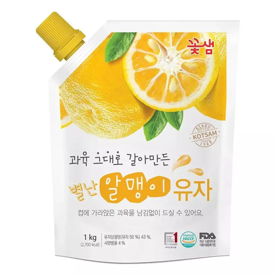 꽃샘식품 별난 알맹이 유자 1kg (1개)