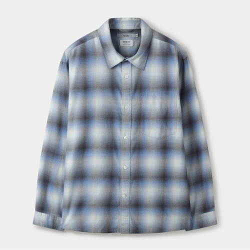 시리즈 브랜드관 SOMELOS 블루 옐로우 옴브레 체크 오버형 셔츠 SASFW25541BUX