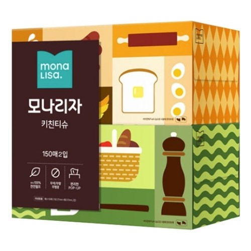  모나리자 키친티슈 150매 (2입) [2팩(4입)]