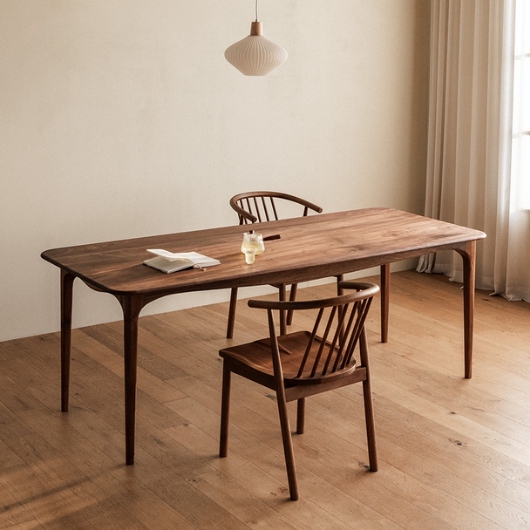번드 윤슬 사각 원목 월넛 식탁 1600 (의자별도)_이미지