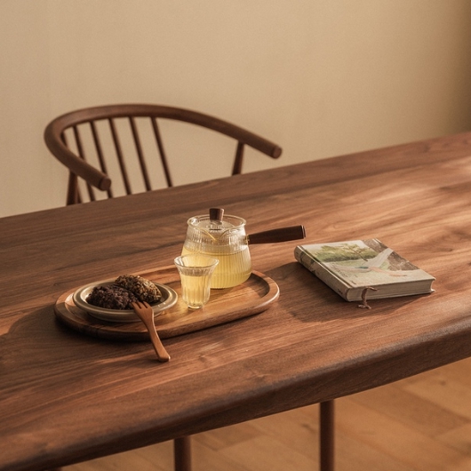 번드 윤슬 사각 원목 월넛 식탁 1600 (의자별도)_이미지