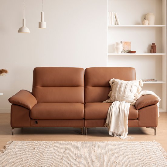 다우닝 아지오 전체 천연가죽 소파 3인용 (스툴별도)_이미지