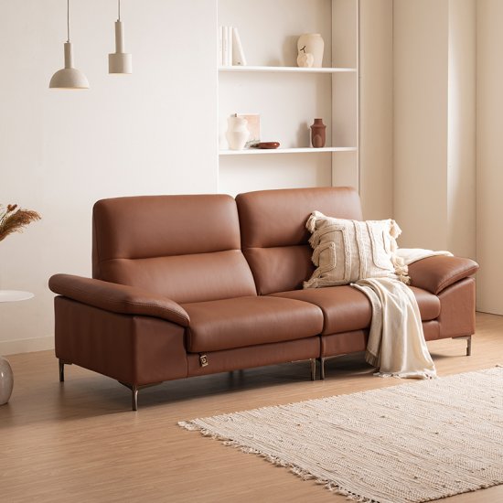 다우닝 아지오 전체 천연가죽 소파 3인용 (스툴별도)_이미지