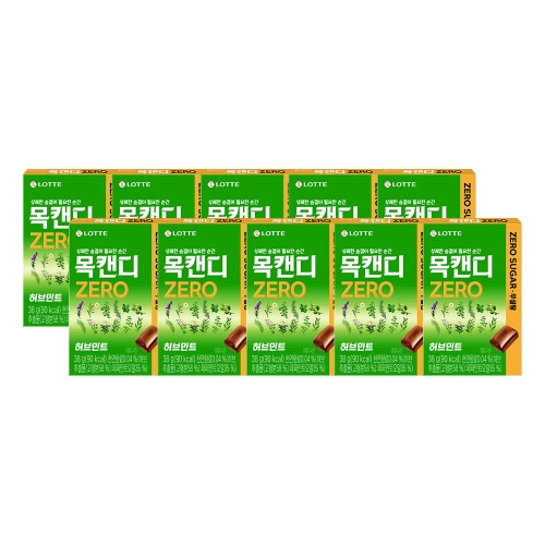 롯데제과 목캔디 제로 허브민트 38g (10개)