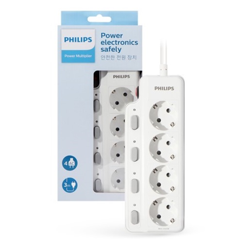 필립스 4구 개별스위치 고용량 멀티탭 (3m)_이미지