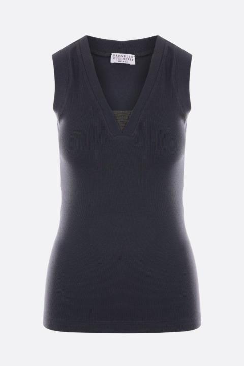 브루넬로쿠치넬리 NB26 여성 티셔츠 jersey sleeveless top with monili M0TC8EL672C8901_이미지