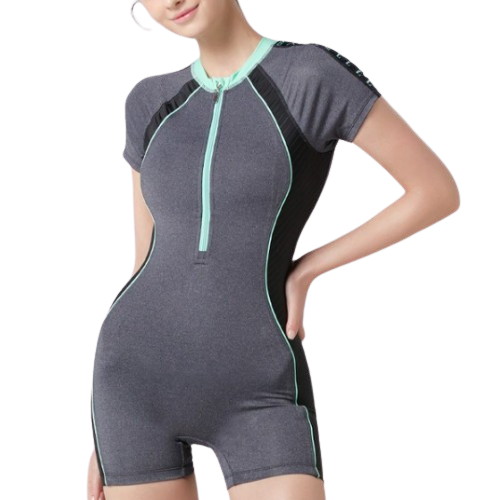 베이직엘르 여성 반팔 반집업 3부 반전신 수영복 BEF-W104G