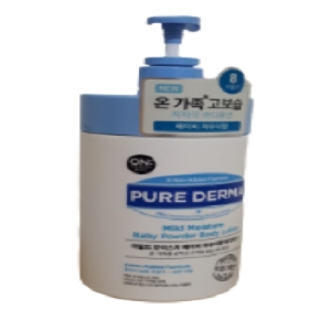 LG생활건강 온더바디 퓨어 더마 마일드 모이스처 바디로션 베이비파우더향 1000ml (4개)