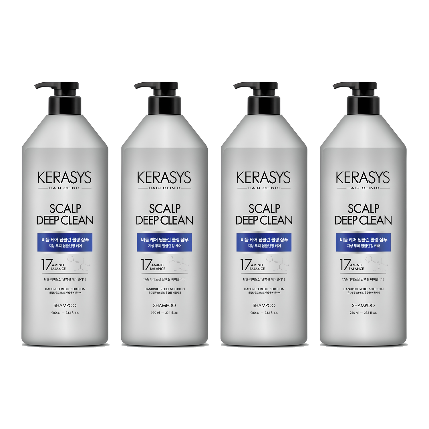 케라시스 비듬케어 딥클린 쿨링 단백질 샴푸 980ml (4개)_이미지