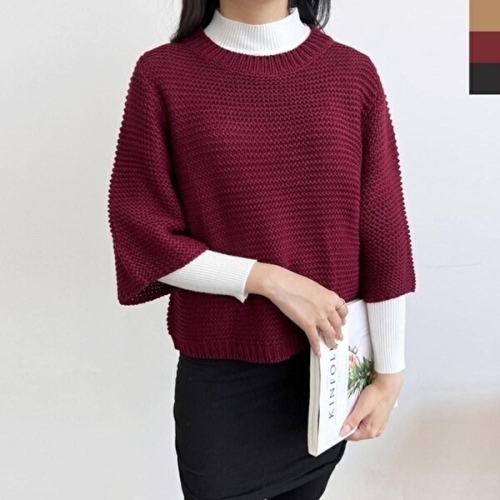 스콰즈 2LUPP 1006 여운드 7부와플니트 U넥 남친룩 라 KYR-WFHP9QQ_이미지