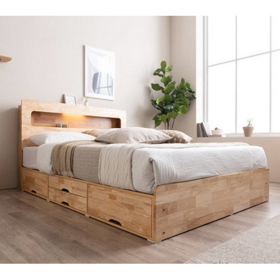 삼익가구 마레 4단 수납 원목 LED침대 Q (매트별도)_이미지