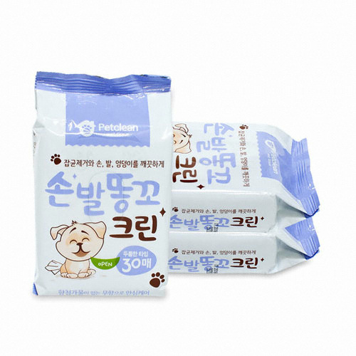 티엔비 펫크린 손발똥꼬크린 물티슈 30매 (4개)_이미지