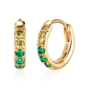 비앤비골드 14K 그라벨 듀오 에메랄드 원터치 링 귀걸이 한쌍 SNE41477_이미지
