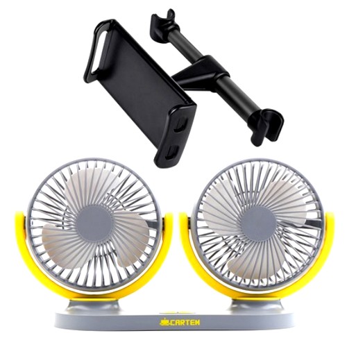 카템 3단조절 듀얼 차량용 선풍기 CT088 [본품+헤드레스트 거치대]