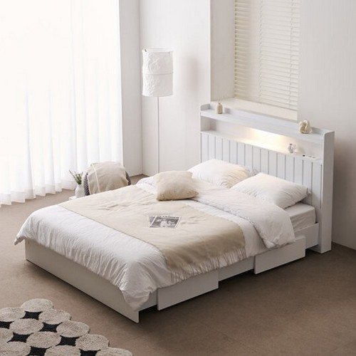 인터데코 호텔라인 LED조명서랍 침대 Q (매트별도)_이미지