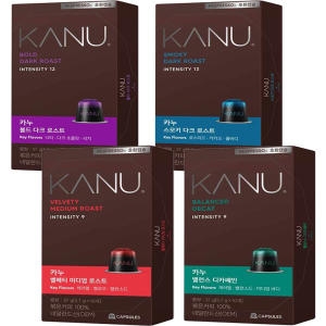 카누 캡슐커피 밸런스디카페인 57g x8개 80캡슐 밸런스디카페인 벨베티미디엄로스트 다크로스트