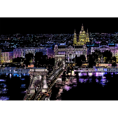 아트조이 DIY 스크래치 나이트뷰 40.5 28.5 cm 부다페스트 세체니 다리_이미지