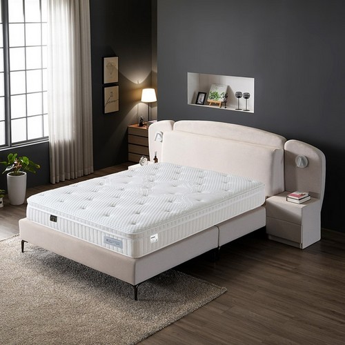 인터데코 호텔라인 침대 Q+조명협탁2개 (33cmAI온열독립)_이미지