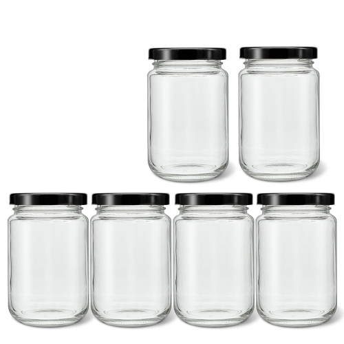 미르 M-glass 유리저장병 블랙 380g 350ml 6개입