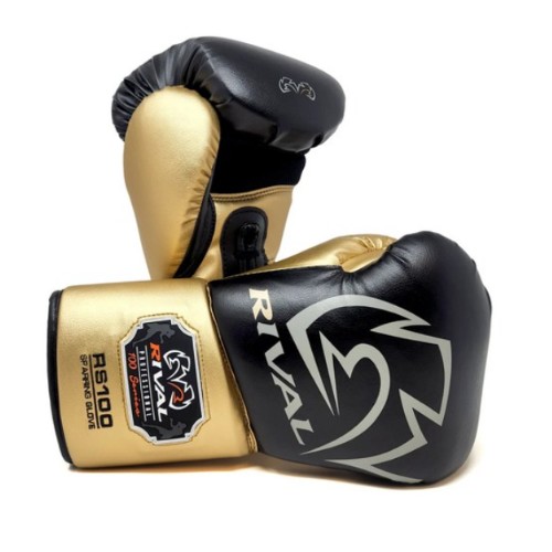 라이벌 RS100 프로 스파링 복싱글러브 (블랙+골드)_이미지