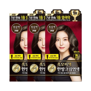  LG생활건강 리엔 흑모비책 한방크림염색 흑갈색 120g [3개]