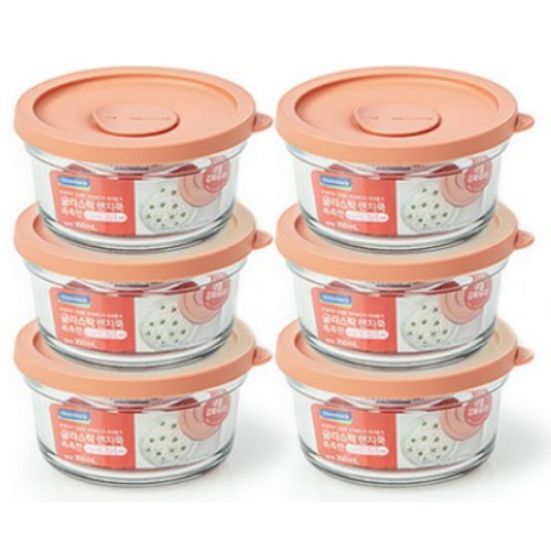 SGC솔루션 글라스락 렌지쿡 촉촉한 햇밥용기 원형 무드브릭 350ml (6개)