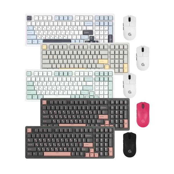 지클릭커 WMK800B 더블 8K 무선 기계식 키보드 마우스 세트 그린라이트