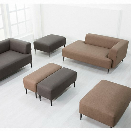 에보니아 무브 패브릭룩 가죽소파 2인용 (벤치스툴포함)_이미지