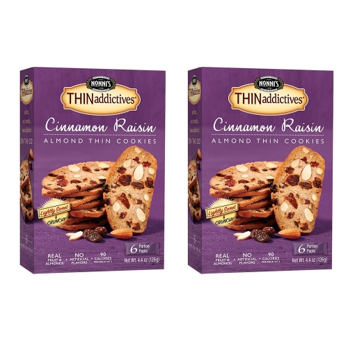 Nonnis 시나몬 건포도 아몬드 씬 쿠키 6개입 2팩