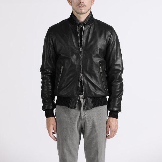 빠니깔레 투웨이 스터드 장식 램스킨 블루종 F-ILJP51_이미지