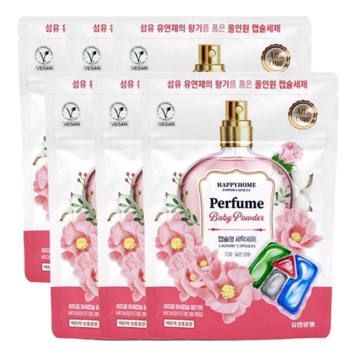 유한양행 해피홈 파워캡슐 퍼퓸 베이비파우더 30개입 (6개)