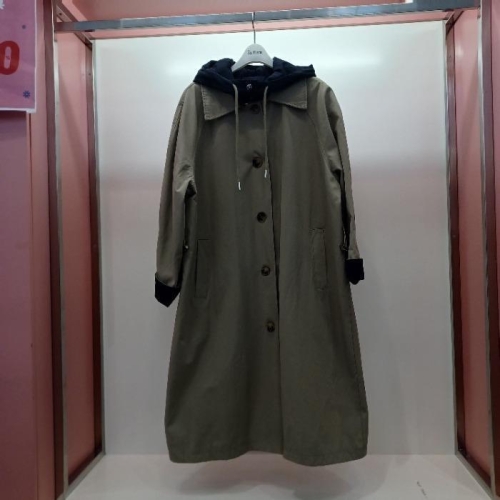 라티움 HC06 봄느낌 H라인 팔뚝품편한 후드이중카라 롱 트렌치 코트 T2613ct01