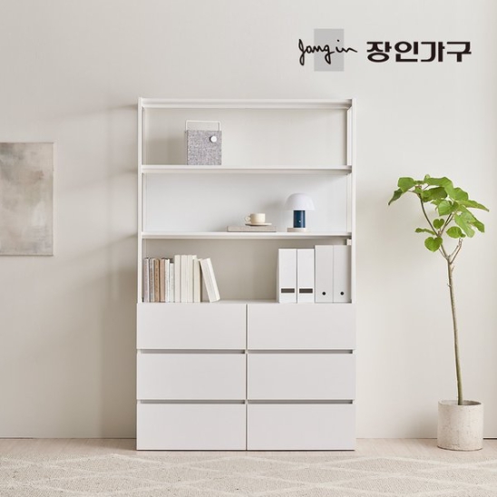 장인가구 마운트 다용도 3단 선반 6단 와이드 서랍장 세트 1200_이미지