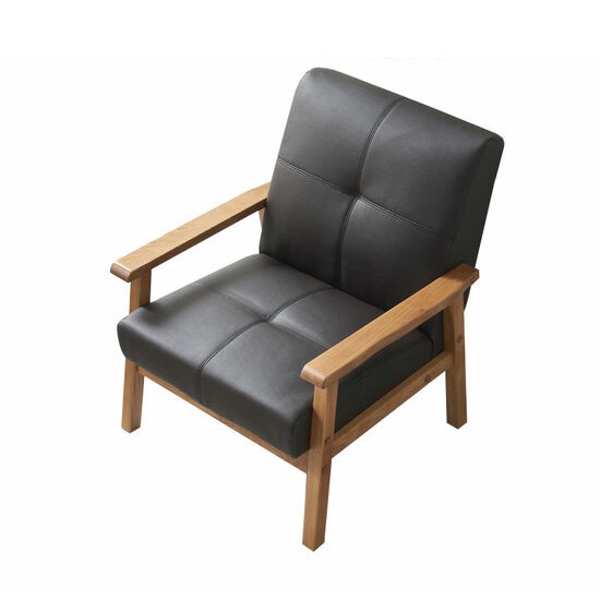 파로마 솔트 라인 원목 가죽소파 1인용_이미지