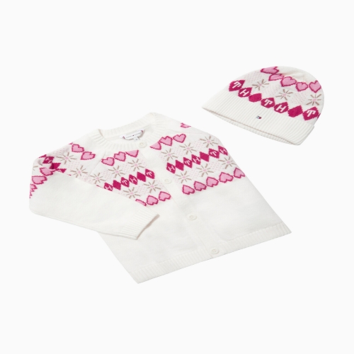 타미힐피거칠드런 2 페어아일 가디건 비니세트 T42F7NWO110GT1 12M 2T