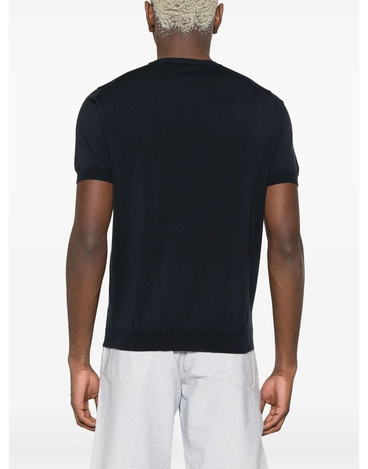 드루모어 다크 블루 파인 니트 코튼 티셔츠 D0GN100L795 B0301972837_이미지