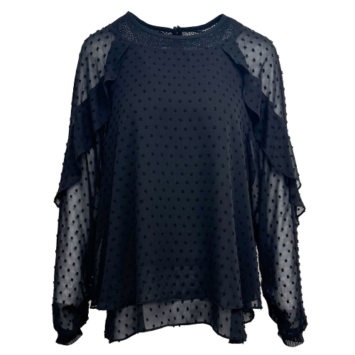 데시데 도트 쉬폰 레이어링 블라우스 DPS105_이미지