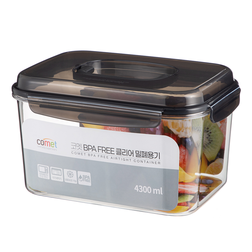 쿠팡 코멧 클리어 밀폐용기 핸들 4.3L