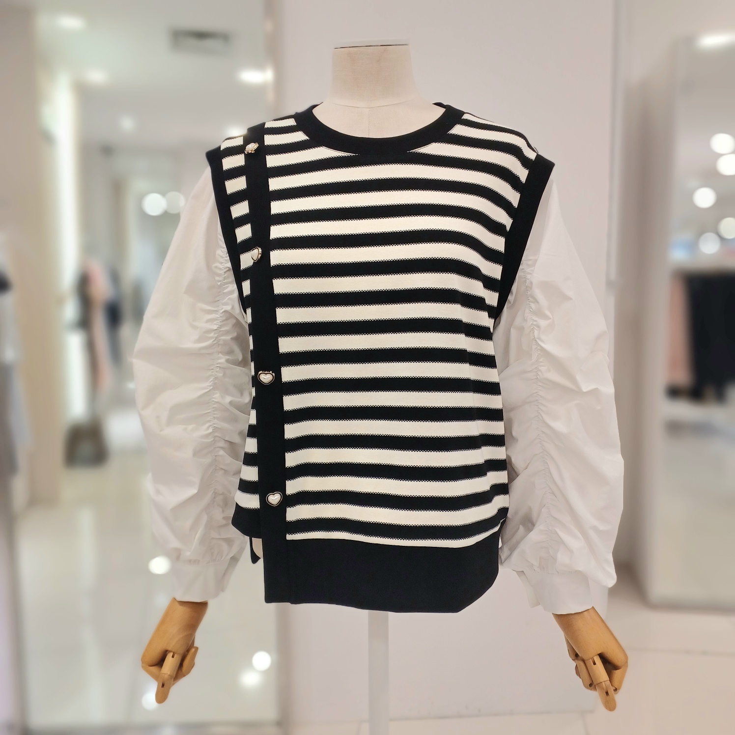 샤틴 스트라이프 블라우스 니트 S243K952_이미지