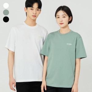 게스 공용 세미오버핏 왼가 로고 그래픽 반팔티_NP2K8402