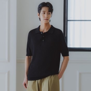 앨빈클로 DELUXE 버티컬 골지 카라 반팔 니트 DLX2914 3 COLOR