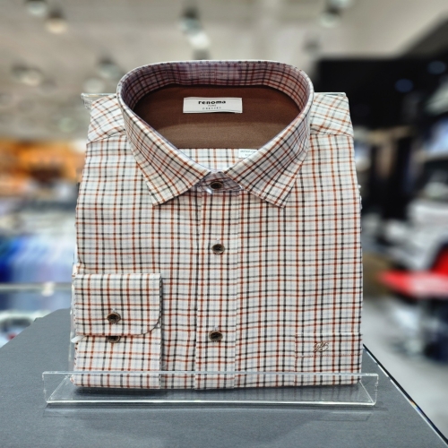 레노마 셔츠 건클립 체크 스냅 버튼 일반핏 RKFSGP035 BG,BU