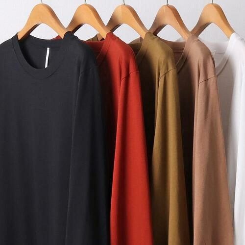 무지 면 컬러 트임 긴팔티 310F421S