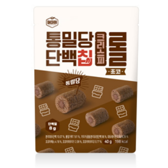 퍼니엠 다신샵 통밀당 단백칩 크리스피롤 초코 40g (10개)_이미지